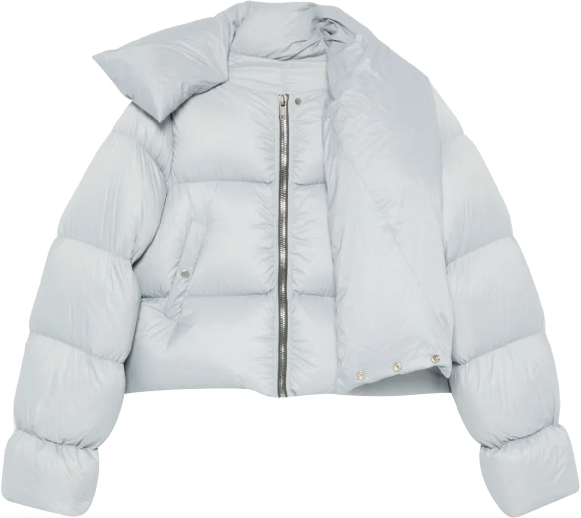 Rick Owens Funnel Neck Jkt Pale Blue Blauw