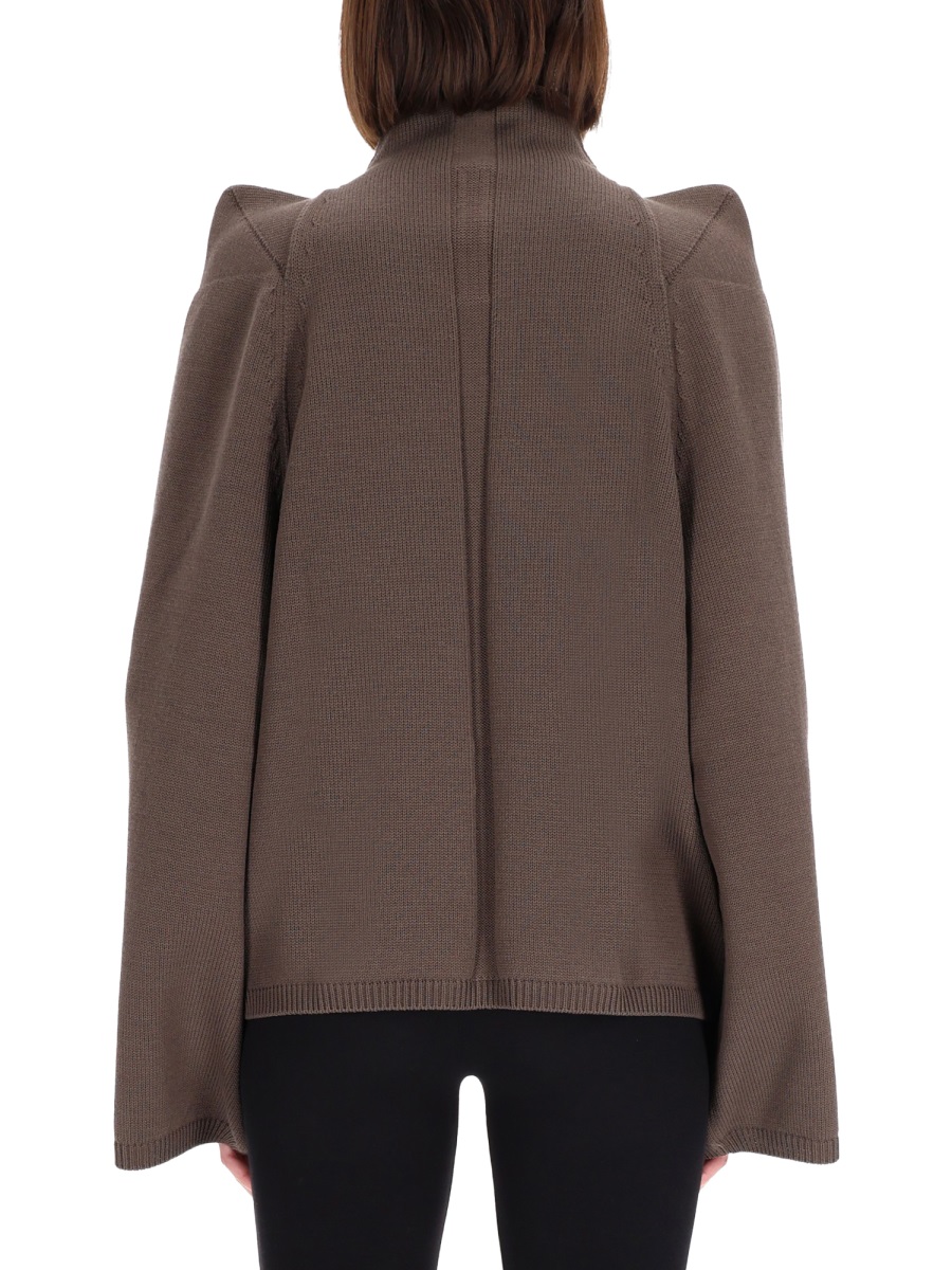 Rick Owens Boxy High Neck Wool Sweater Grijs