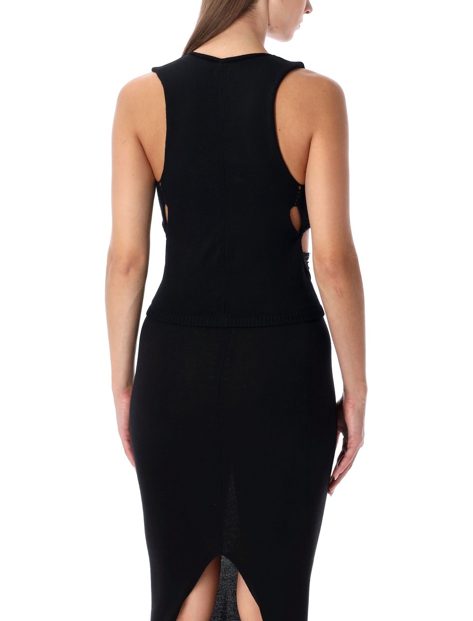 Rick Owens Tanja Cut Out Wool Top Zwart