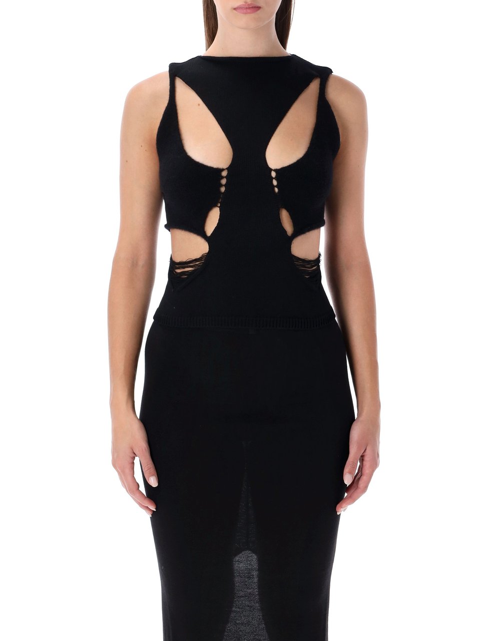 Rick Owens Tanja Cut Out Wool Top Zwart