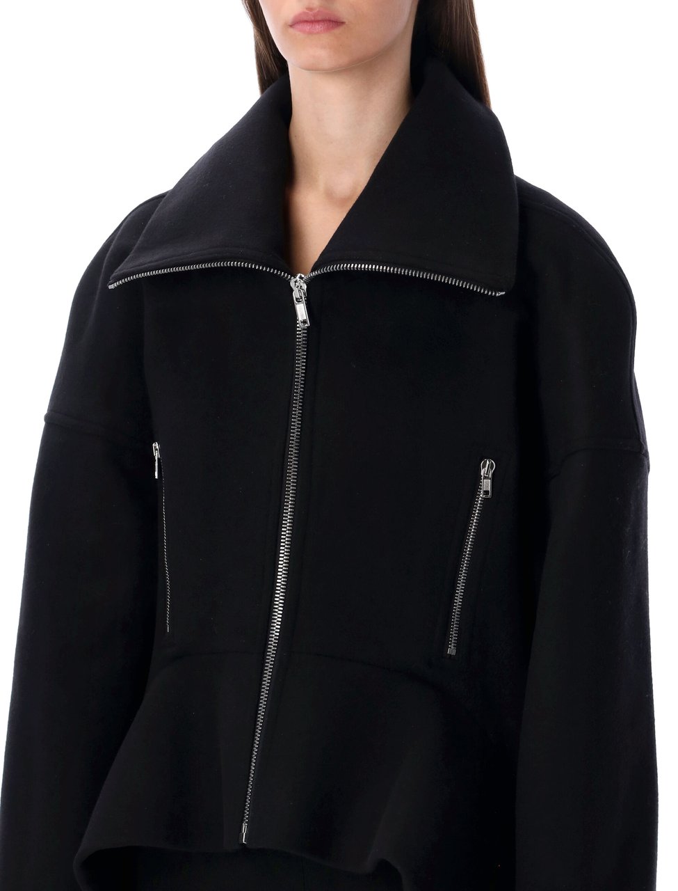 Rick Owens Draculimo Long Melton Wool Jacket Zwart