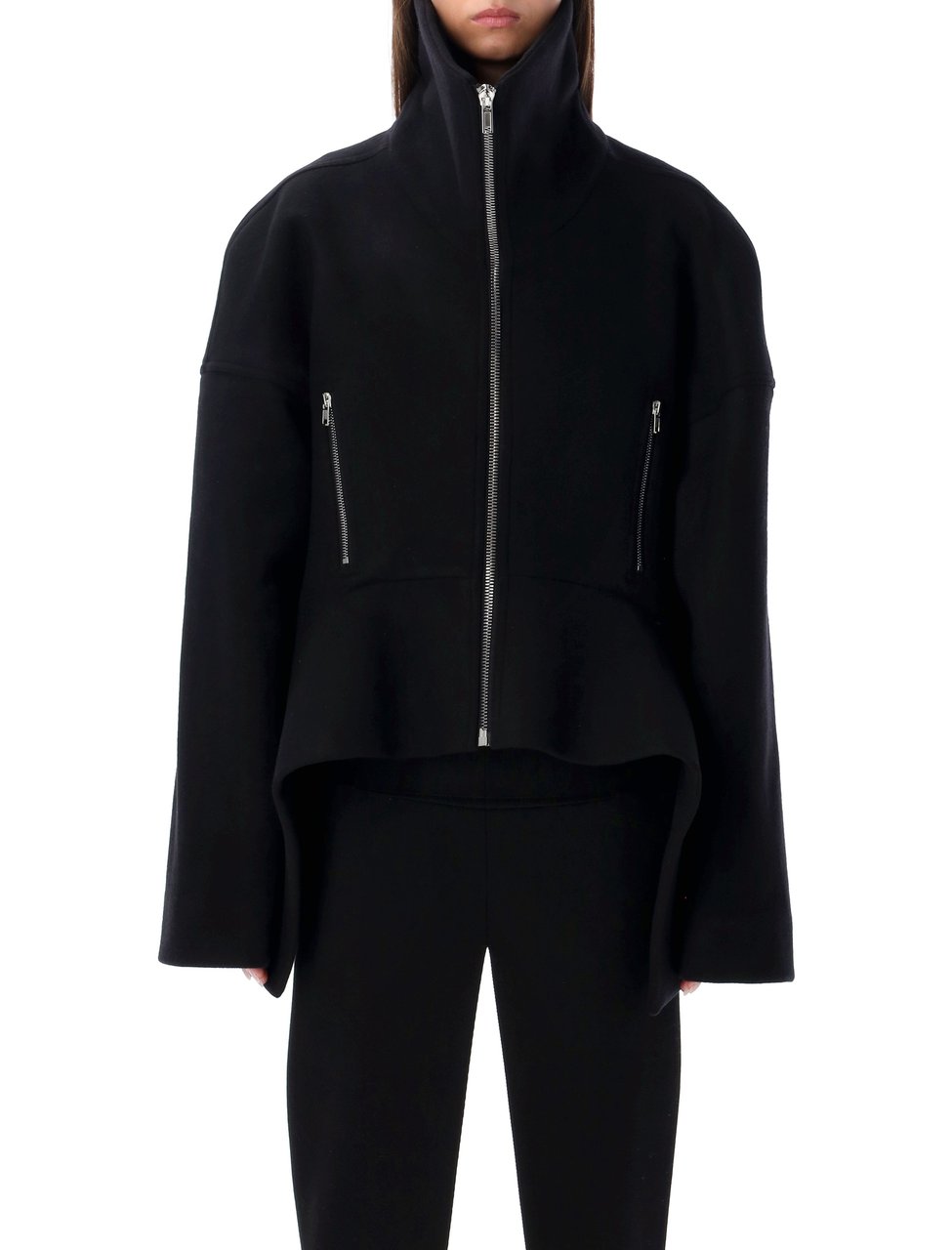 Rick Owens Draculimo Long Melton Wool Jacket Zwart