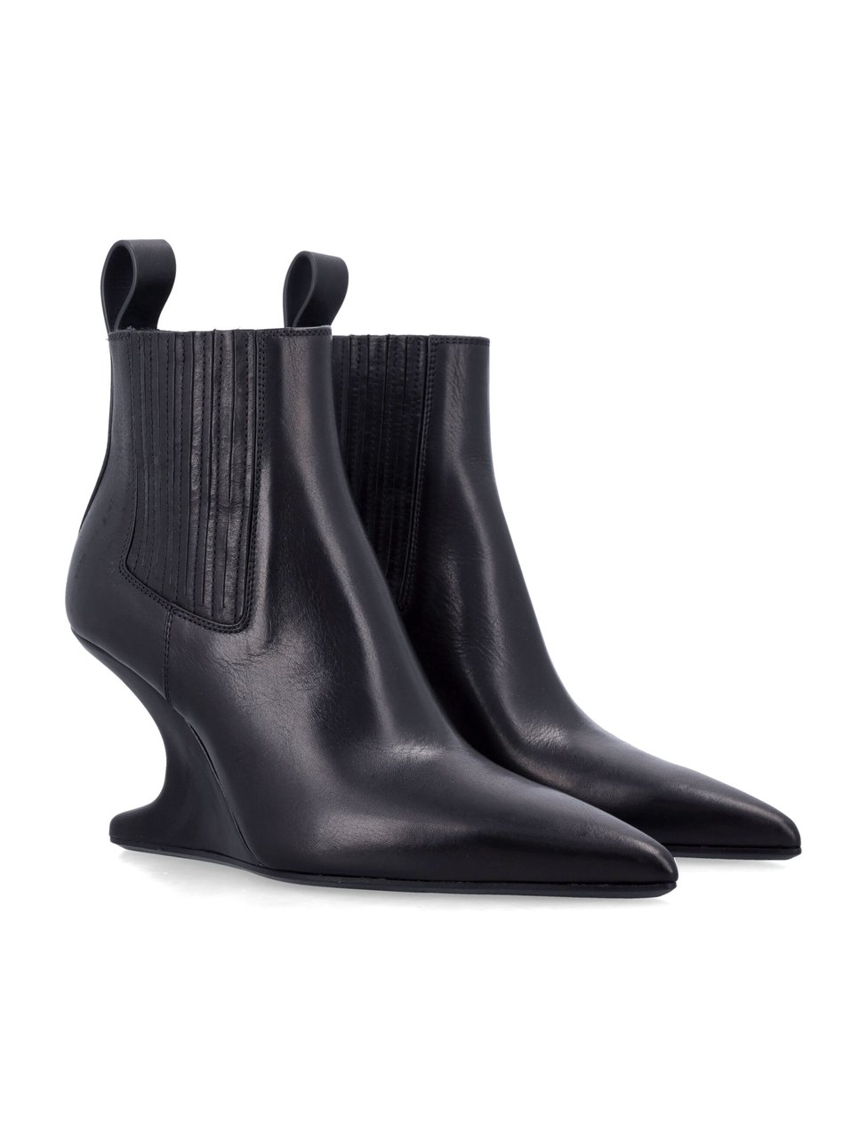 Rick Owens Ankle Sharp Cantilever Leather Boots Zwart