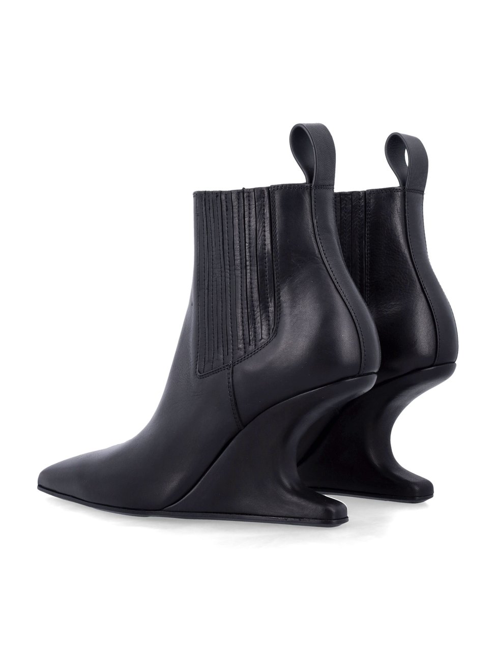 Rick Owens Ankle Sharp Cantilever Leather Boots Zwart