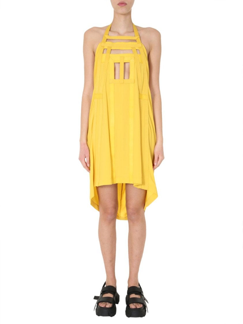 Rick Owens Geometric Cut-Out Midi Dress Goud