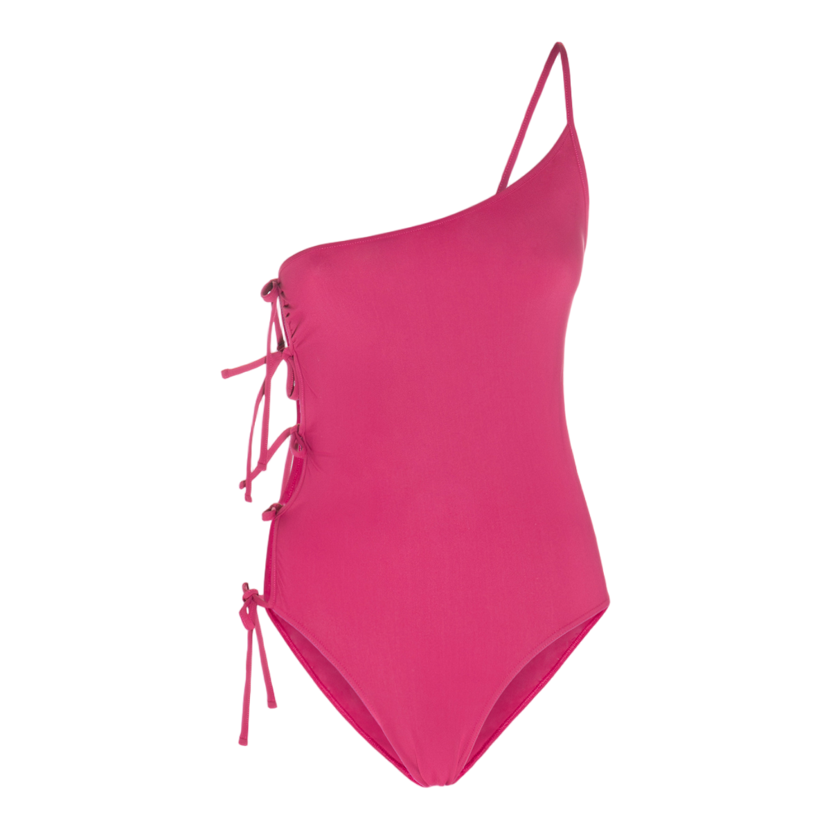 Rick Owens Asymmetrical One-Shoulder Swimsuit with Lace-Up Detail Roze