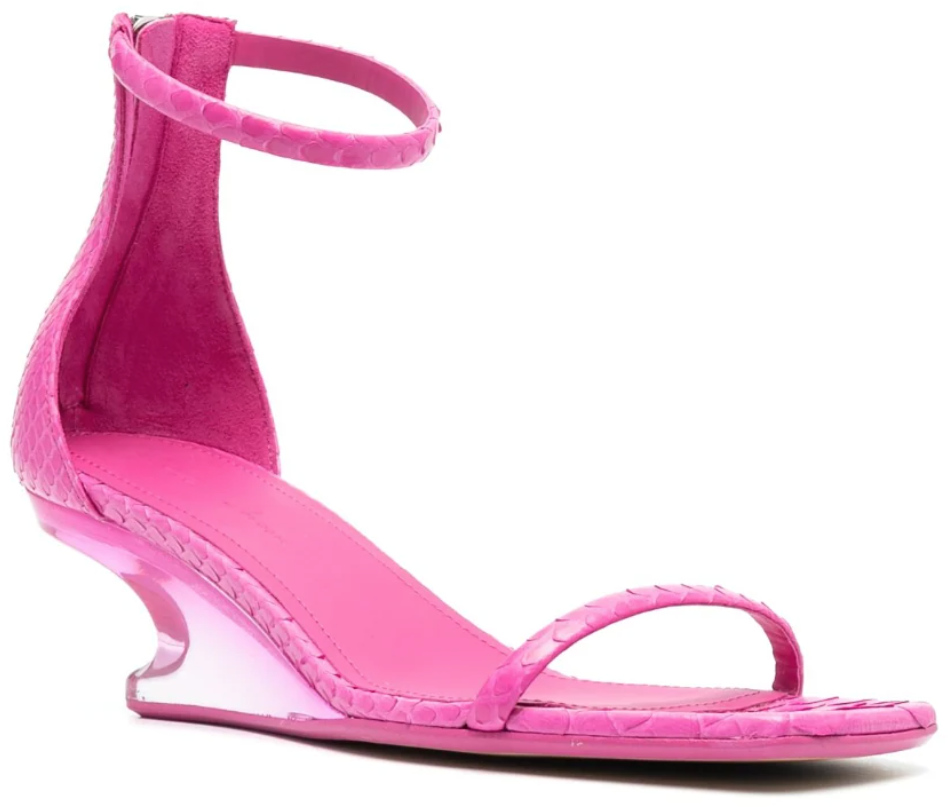 Rick Owens Sandali Hot Pink Fuchsia/clear Python Sandals Cantilever Beige