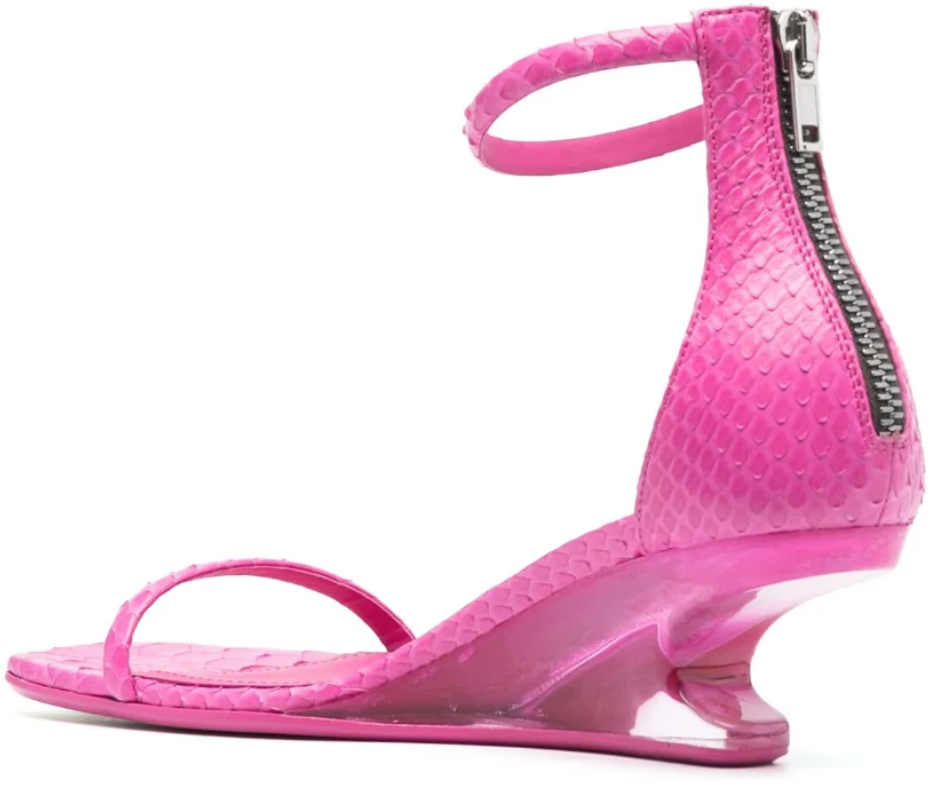 Rick Owens Sandali Hot Pink Fuchsia/clear Python Sandals Cantilever Beige