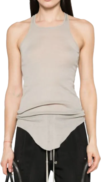 Rick Owens Basic Rib Tank Top Pearl Grijs
