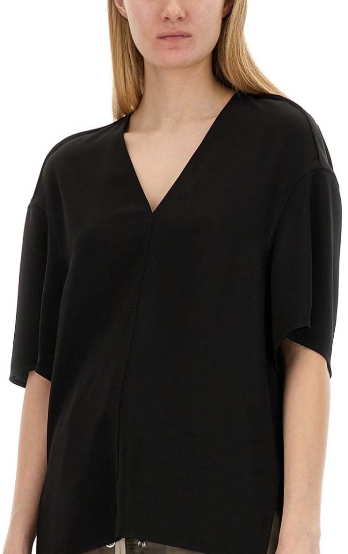 Rick Owens V-Neck T-Shirt Zwart