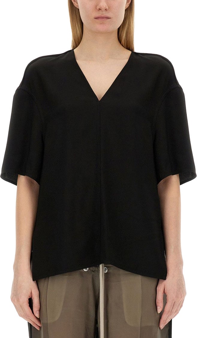 Rick Owens V-Neck T-Shirt Zwart
