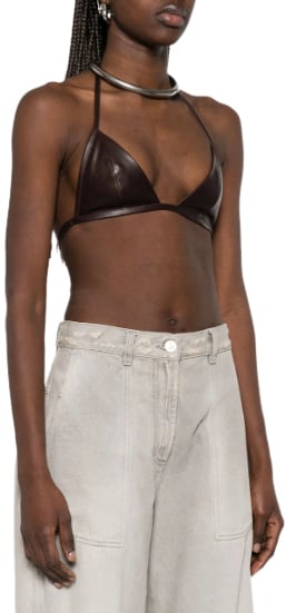 Rick Owens Reggiseno In Pelle Bra Mahogany Bruin