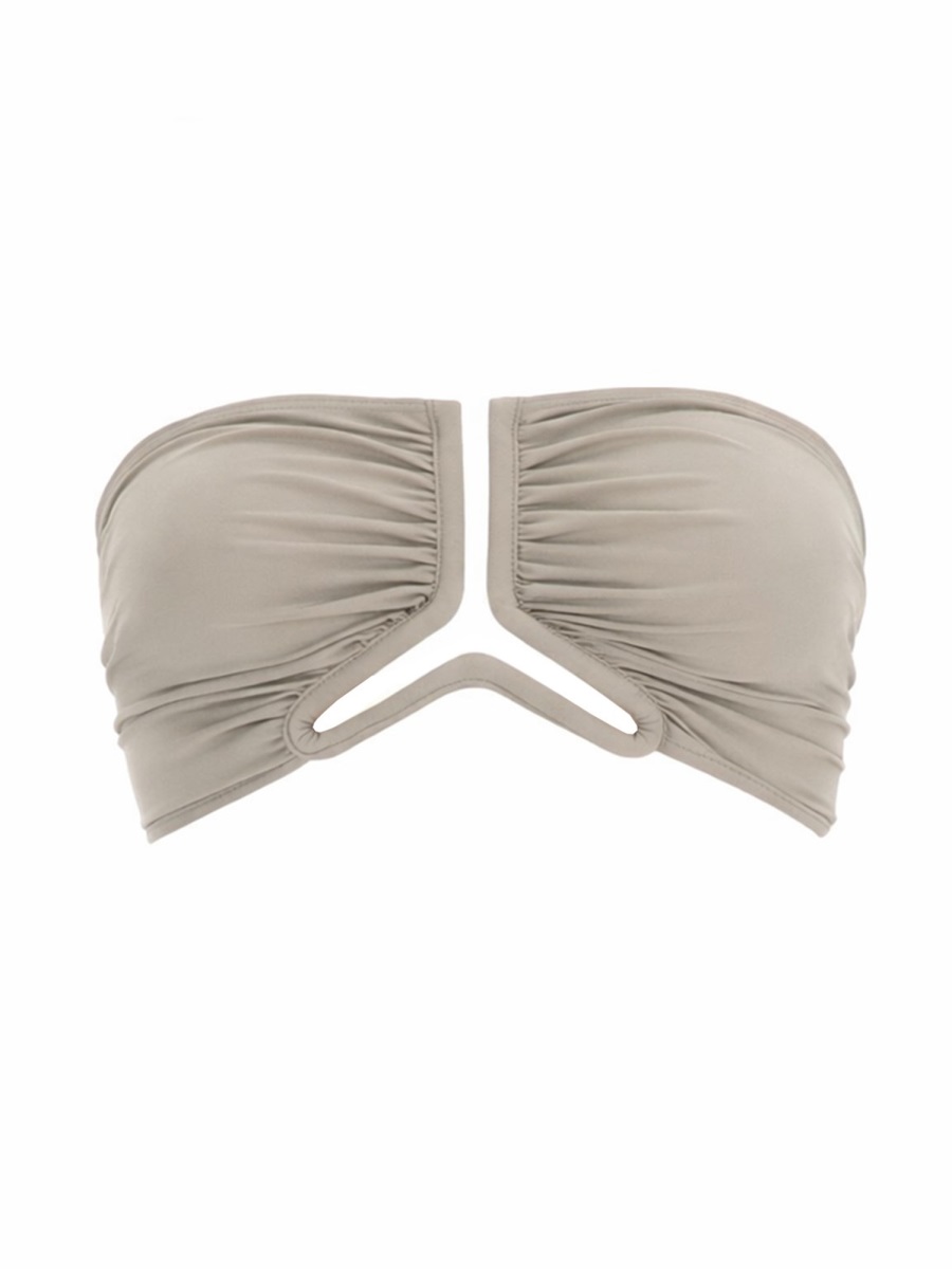 Rick Owens Allanah Bandeau Ruched Bikini Top Grijs