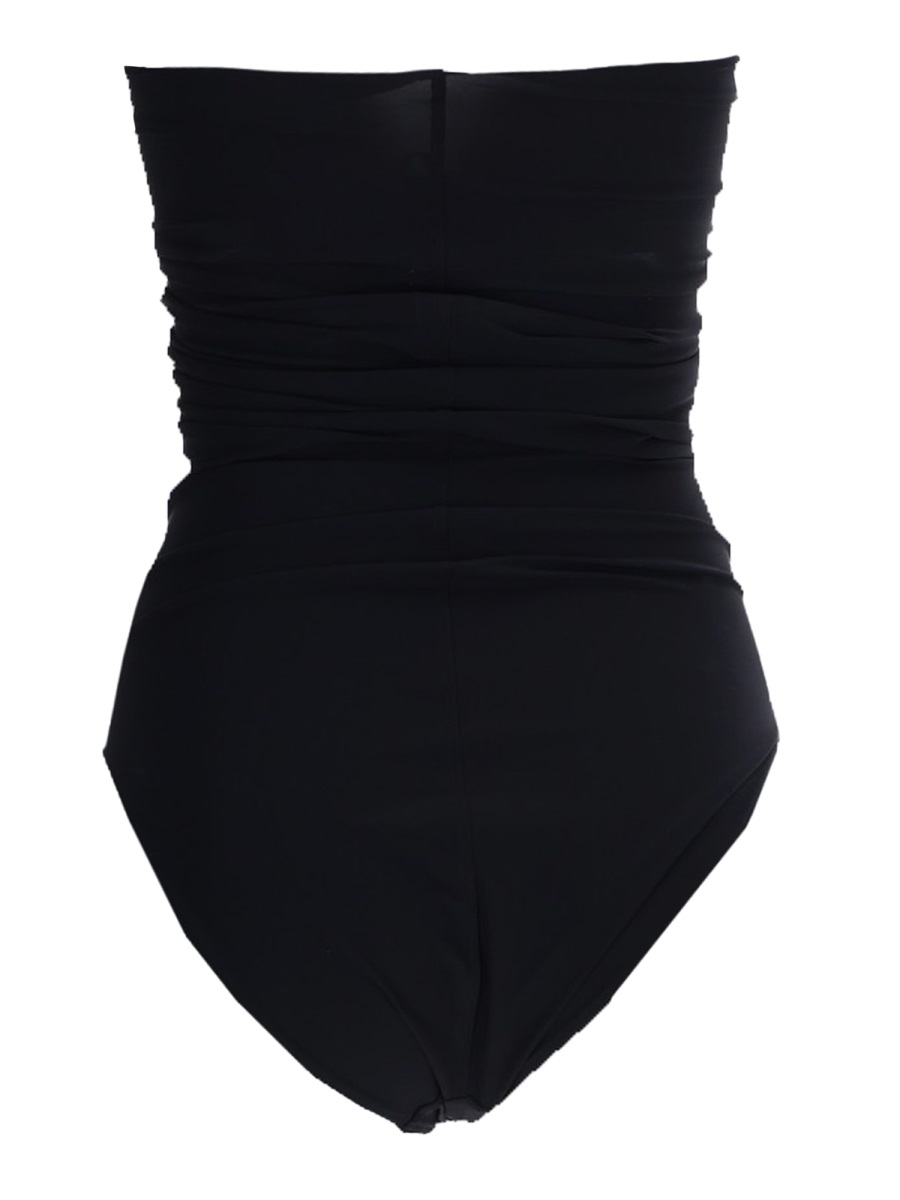Rick Owens Black Bandeau Central Cutout One-Piece Swimsuit Zwart