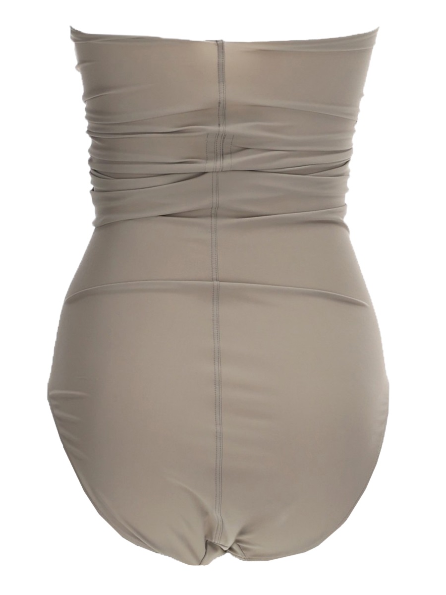 Rick Owens Neutrals Halter Neck Ruched Swimsuit Grijs