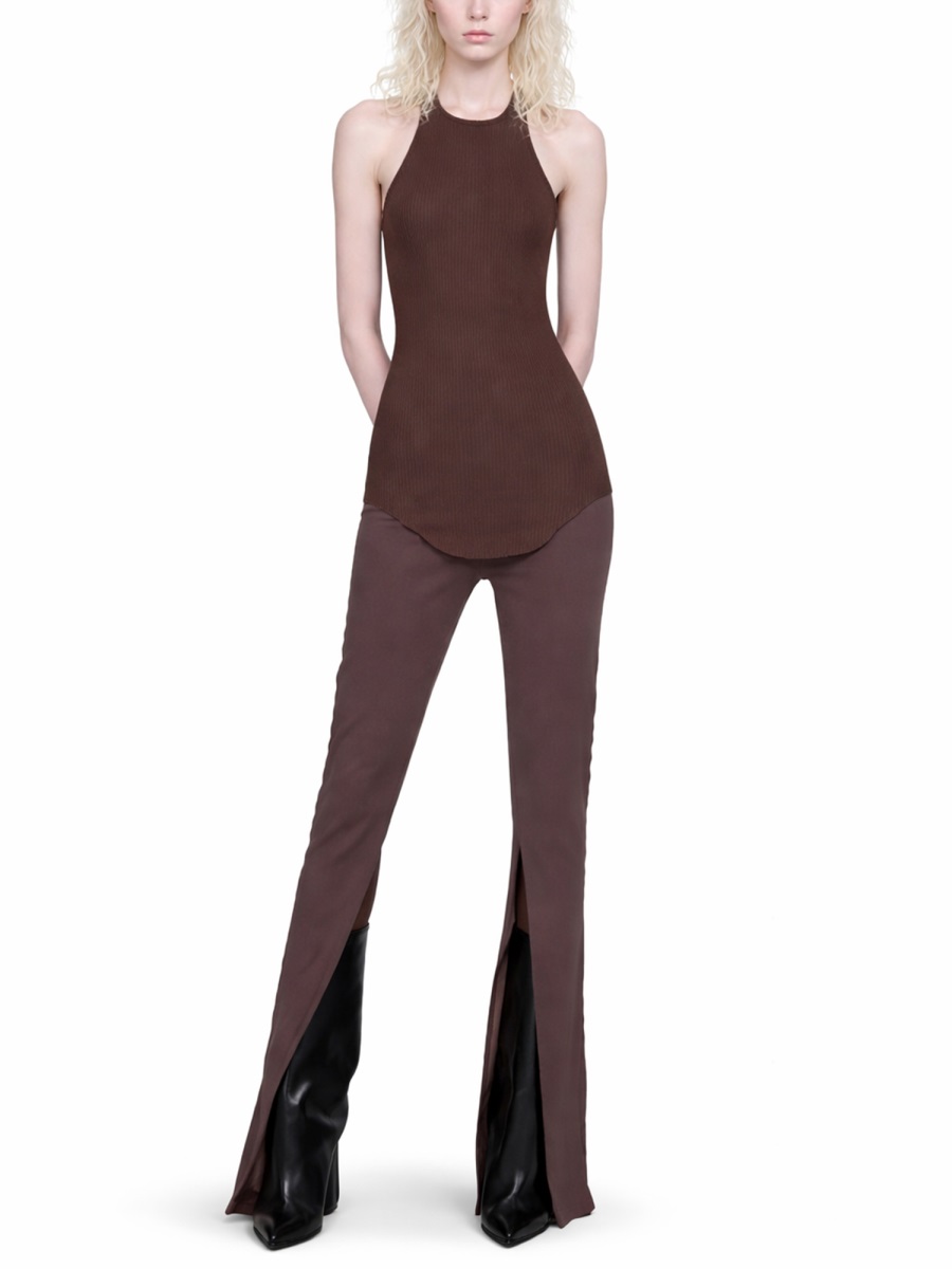 Rick Owens Sleeveless Fitted High Neckline Tank Top Zwart