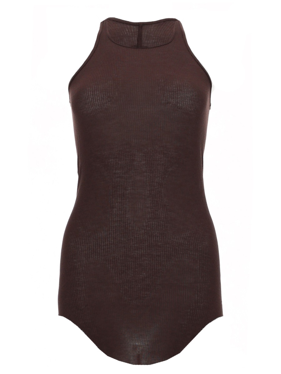 Rick Owens Sleeveless Fitted High Neckline Tank Top Zwart