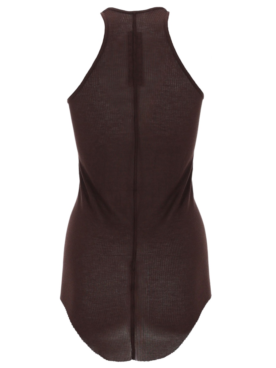 Rick Owens Sleeveless Fitted High Neckline Tank Top Zwart