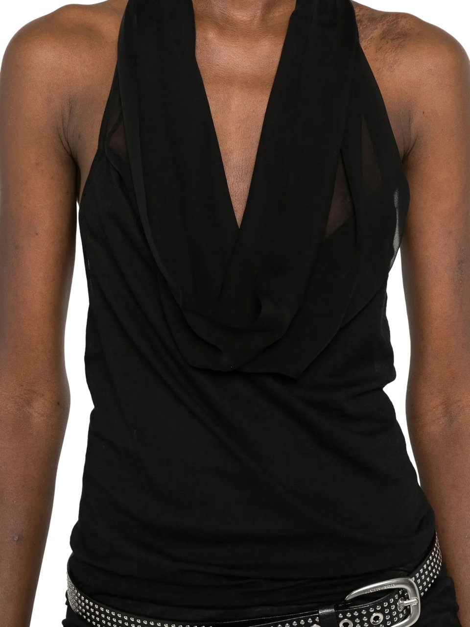 Rick Owens Top Sunburn Halter Black Zwart
