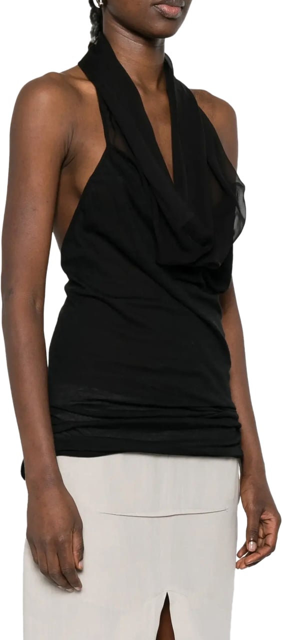 Rick Owens Top Sunburn Halter Black Zwart