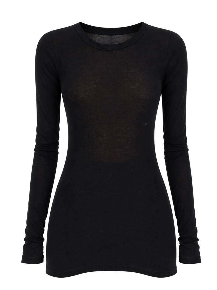 Rick Owens Black Sheer Center Back Seam T-Shirt Zwart