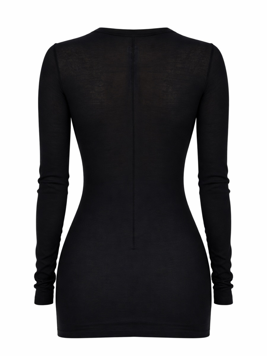Rick Owens Black Sheer Center Back Seam T-Shirt Zwart