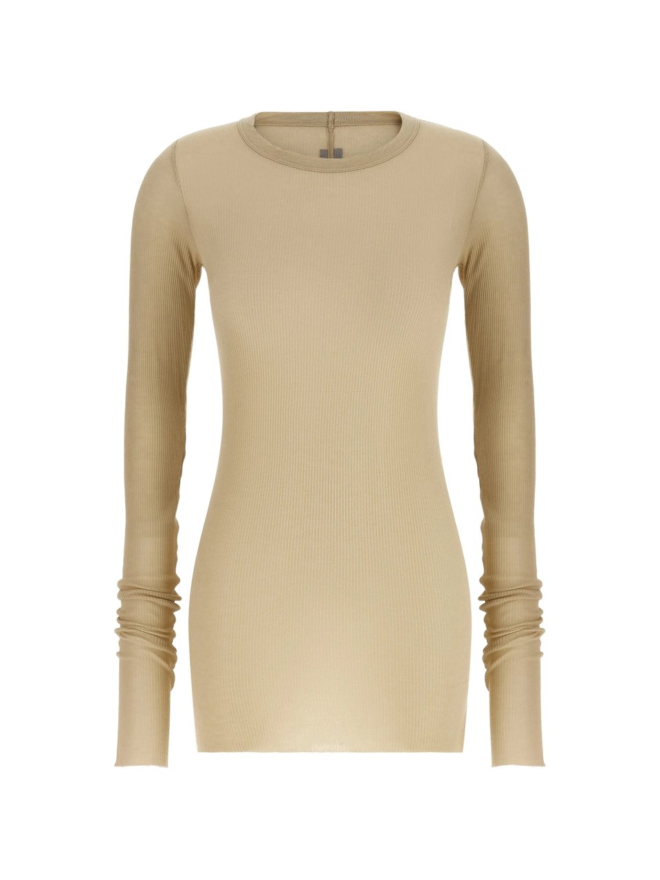 Rick Owens Rib Ls Fitted Ribbed Top Neutraal