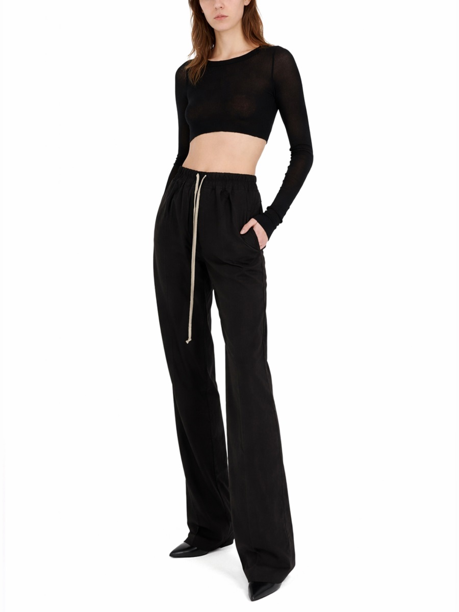 Rick Owens Sheer Semi-Transparent Cropped Top Zwart