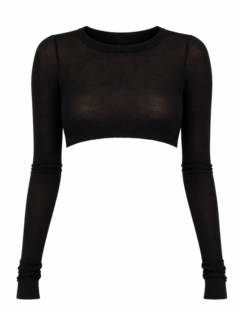 Rick Owens Sheer Semi-Transparent Cropped Top Zwart