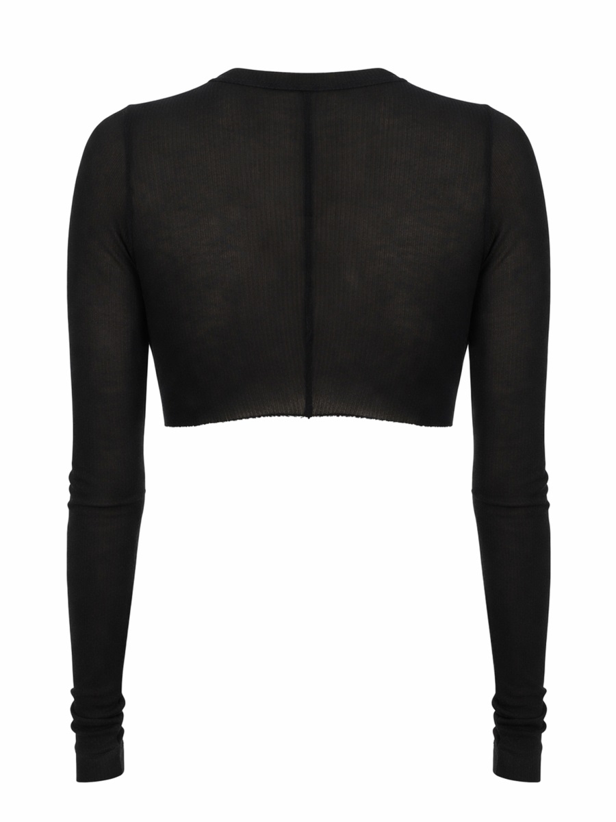 Rick Owens Sheer Semi-Transparent Cropped Top Zwart
