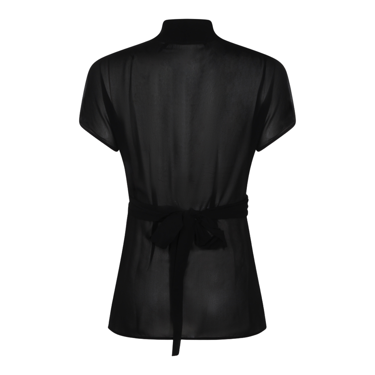 Rick Owens Sheer Black Top with Deep V-Neck Zwart