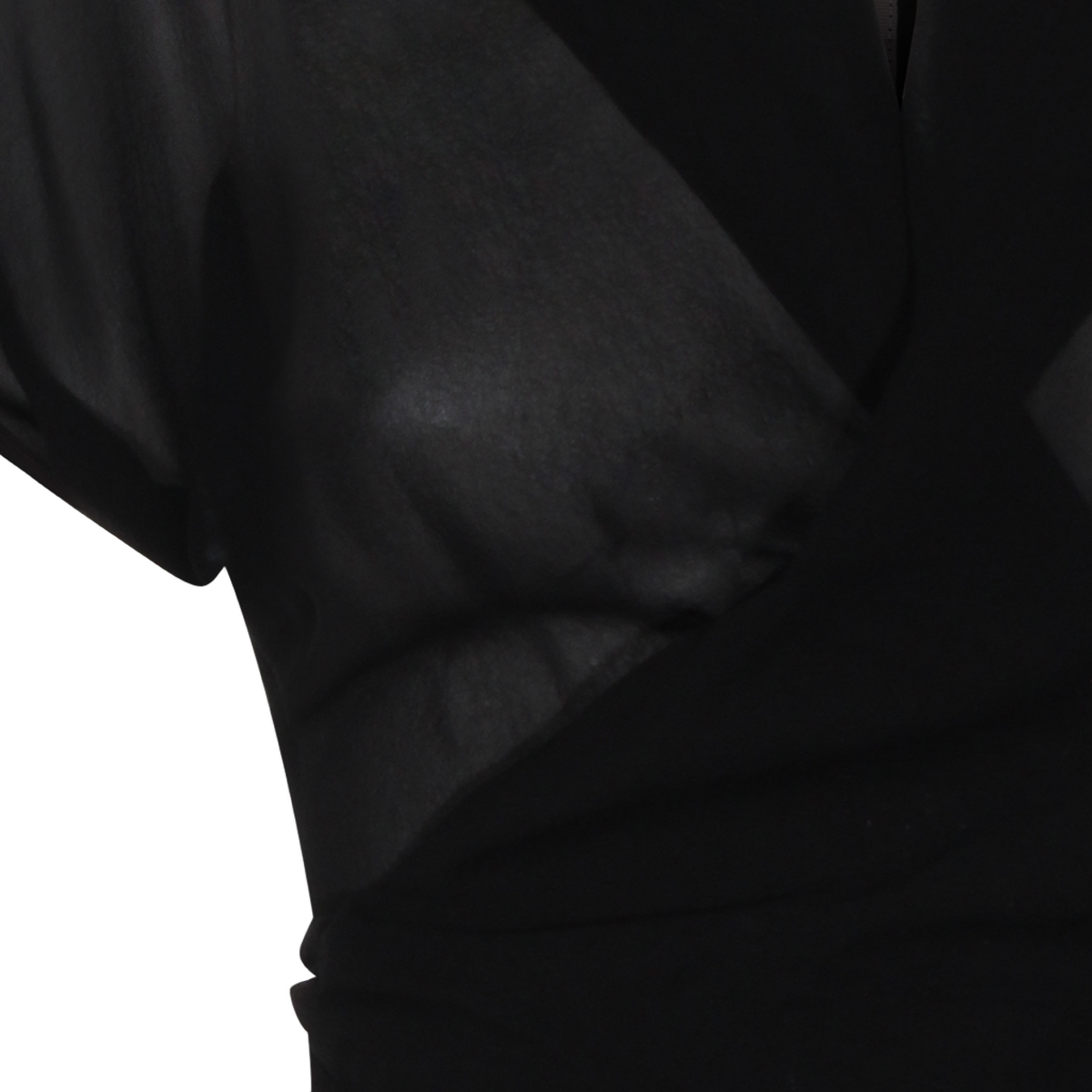 Rick Owens Sheer Black Top with Deep V-Neck Zwart