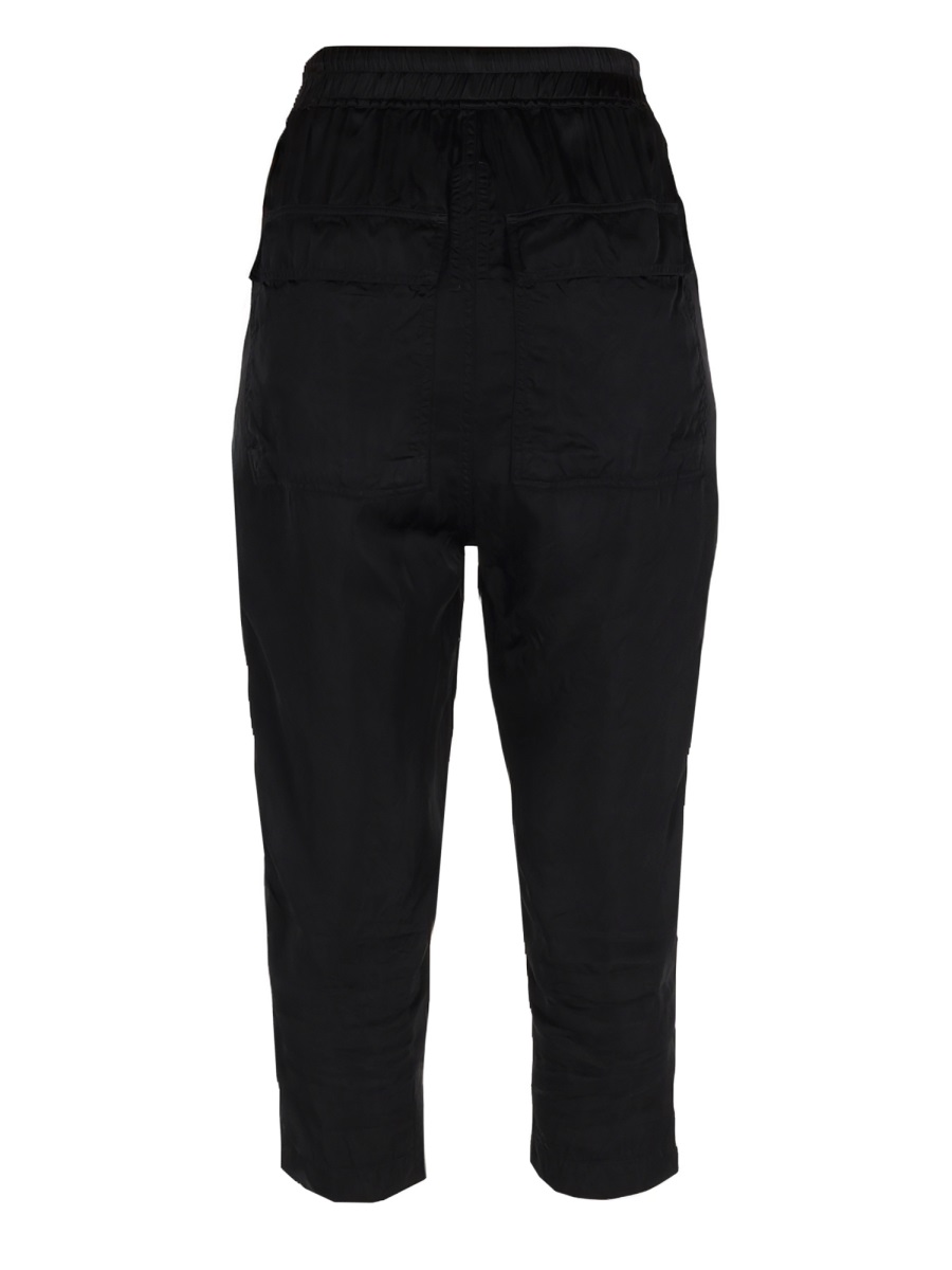 Rick Owens Astaires Cupro Dropped Crotch Cropped Pants Zwart