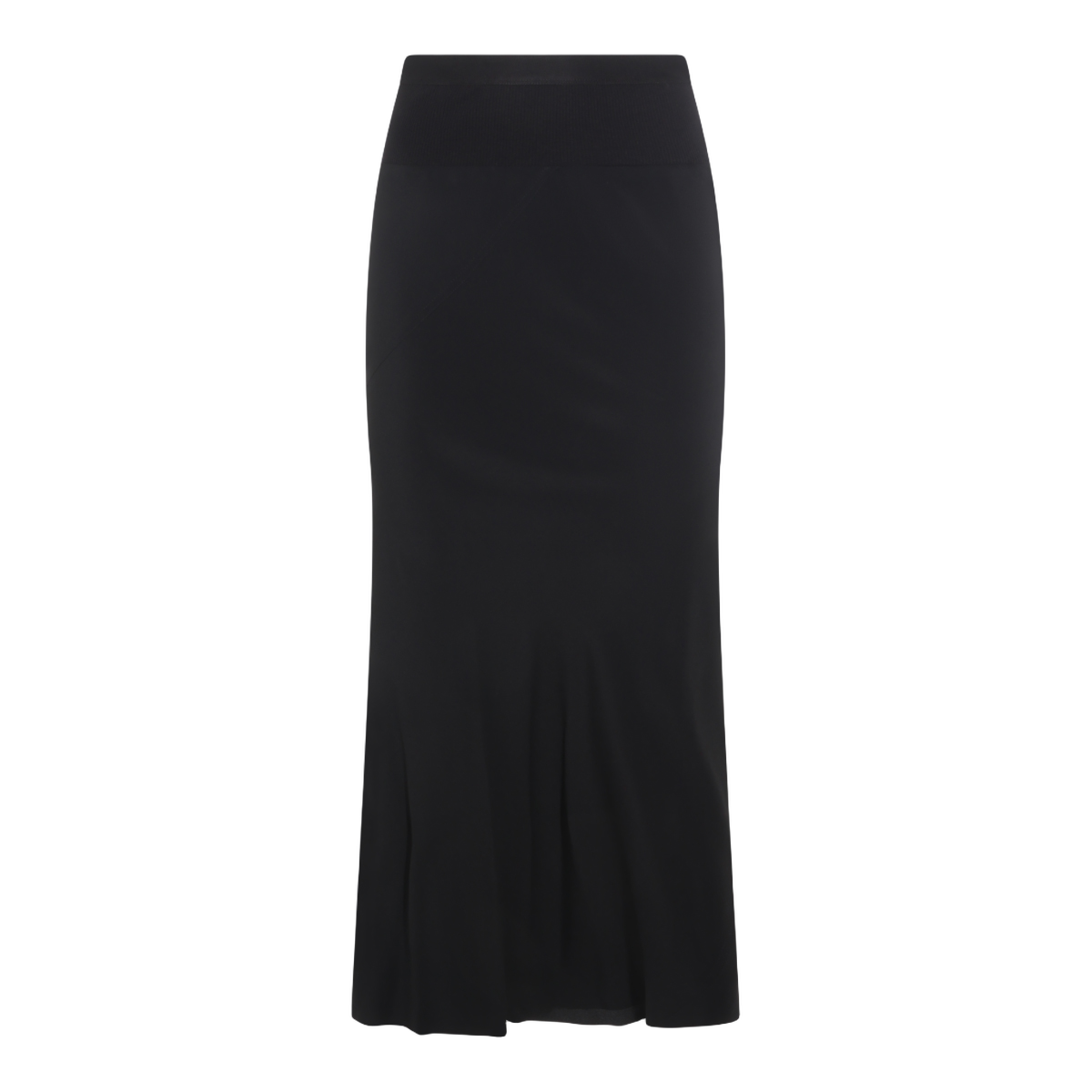 Rick Owens High-Waisted Asymmetrical Black Midi Skirt Zwart