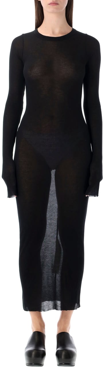 Rick Owens Rick Owens ribbed long sleeves dress Zwart