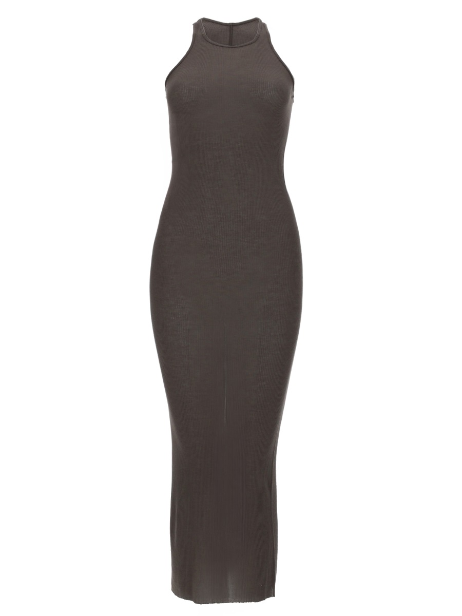 Rick Owens Neutrals Form-Fitting Viscose-Silk Midi Dress Grijs