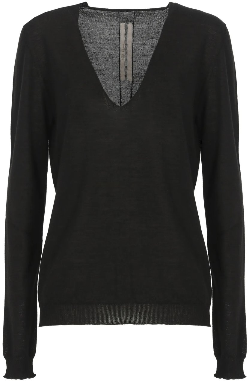 Rick Owens Black V Neck Fitted Top Zwart