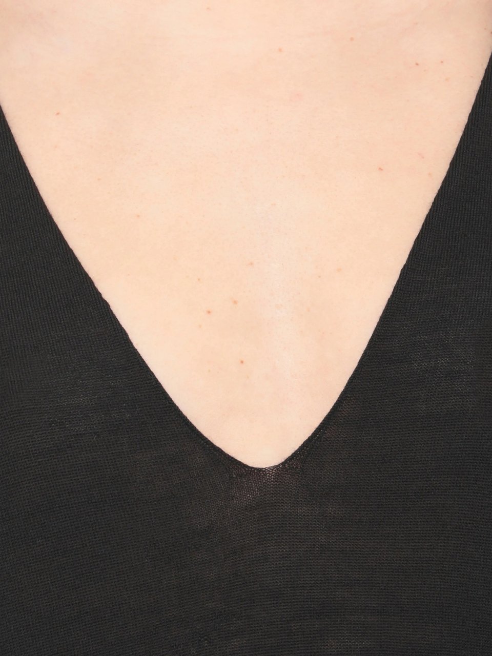 Rick Owens Black V Neck Fitted Top Zwart