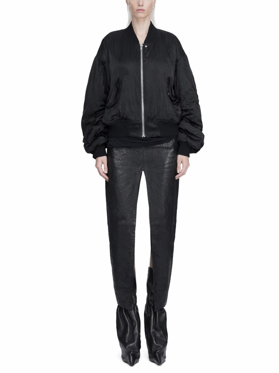 Rick Owens Neutrals Bucket Flight Puffed Cupro Bomber Jacket Zwart