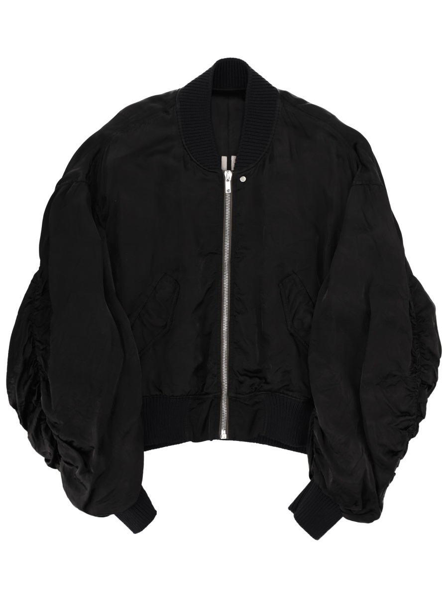 Rick Owens Neutrals Bucket Flight Puffed Cupro Bomber Jacket Zwart