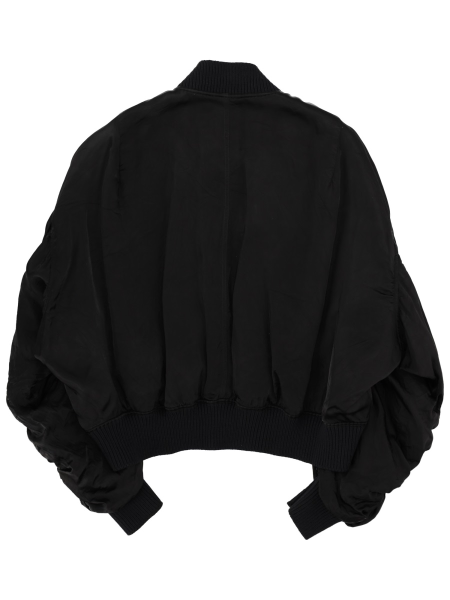 Rick Owens Neutrals Bucket Flight Puffed Cupro Bomber Jacket Zwart