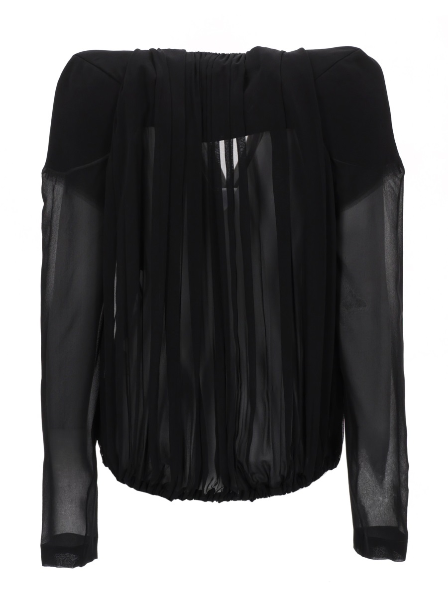 Rick Owens Neutral Mary Draped Voluminous Cotton Blazer Zwart