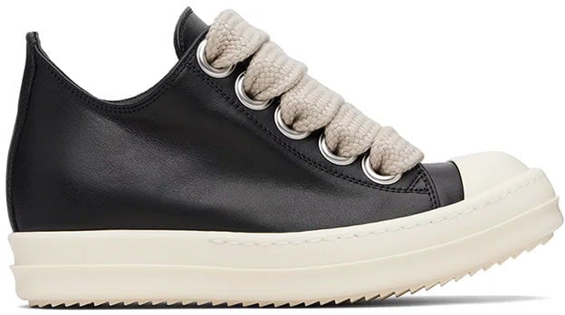 Rick Owens JUMBOLACE LOW SNEAKS BLACK/MILK/MILK Zwart