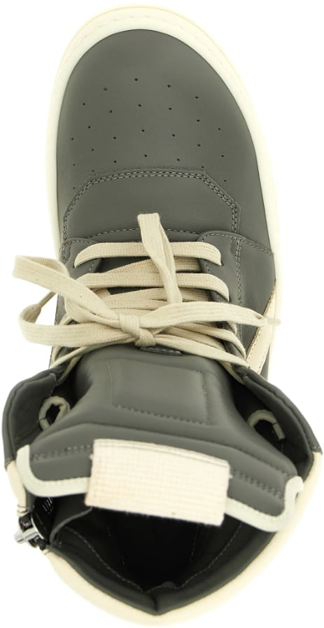 Rick Owens Scarpe In Pelle Geobasket Euca/milk/milk Grijs