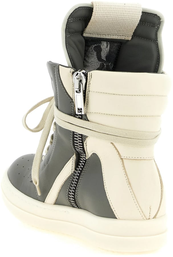 Rick Owens Scarpe In Pelle Geobasket Euca/milk/milk Grijs