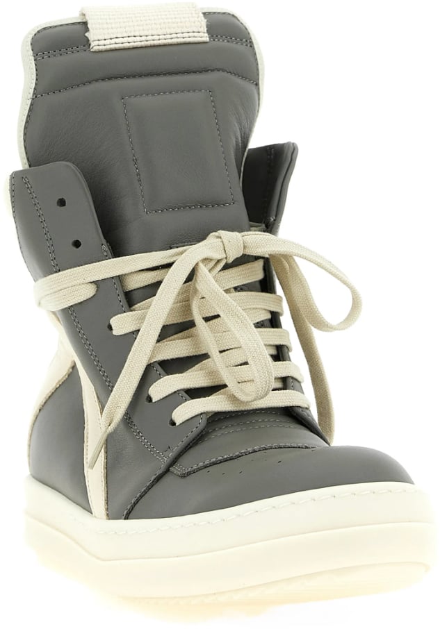 Rick Owens Scarpe In Pelle Geobasket Euca/milk/milk Grijs