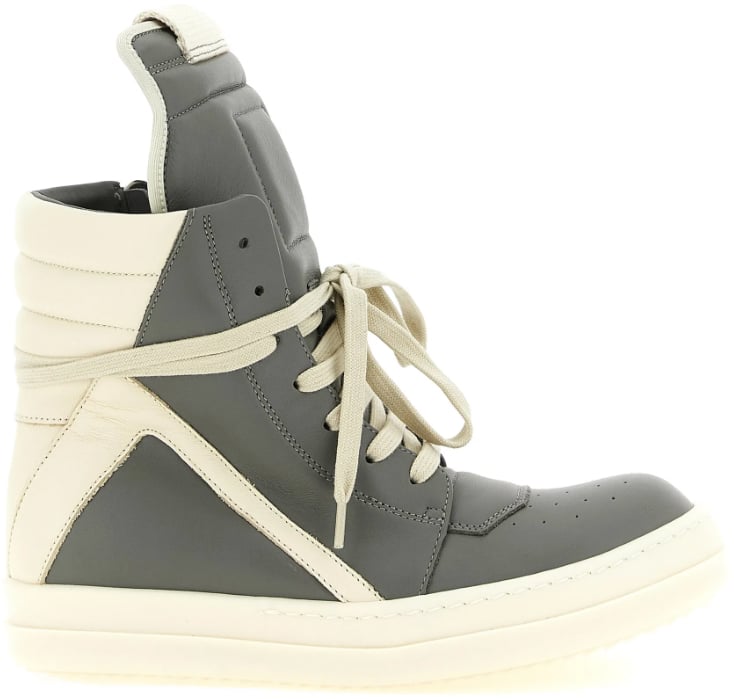 Rick Owens Scarpe In Pelle Geobasket Euca/milk/milk Grijs