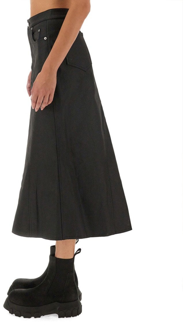 Rick Owens Denim Skirt Zwart