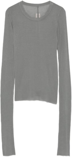 Rick Owens Cropped Rib Ls T Washed Indigo Grijs