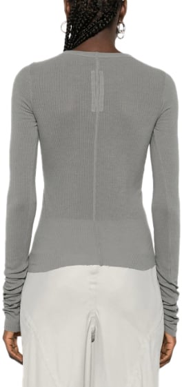 Rick Owens Cropped Rib Ls T Washed Indigo Grijs